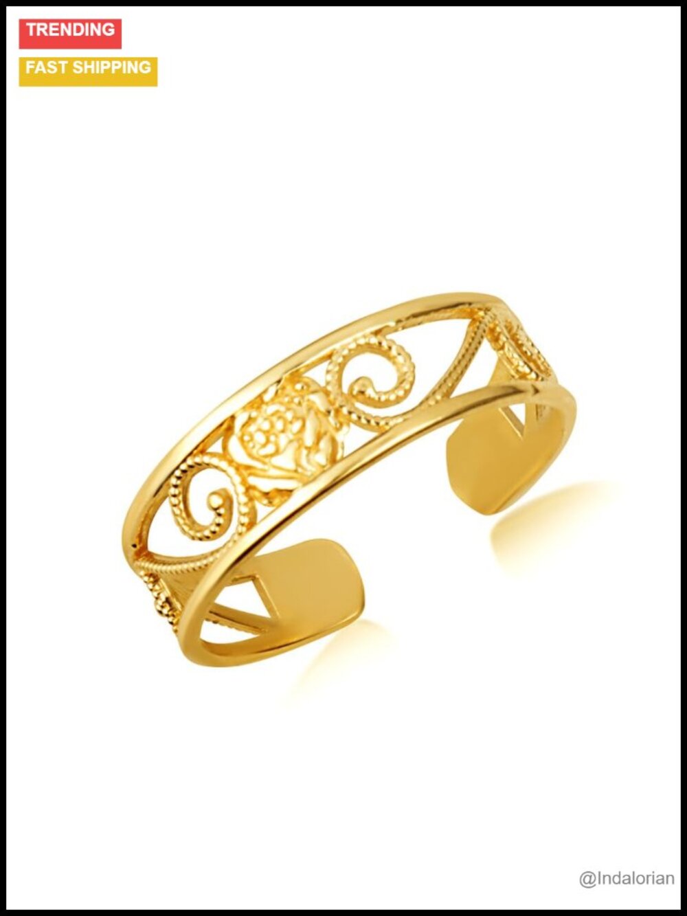 Solid Gold Toe Ring 10K 14K, Artisan Jewelry, Rose Design, Claddagh Gold